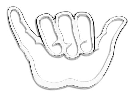Shaka Hang Loose 3-D Chrome Plated Decal