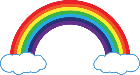 Rainbow Sticker with Clouds