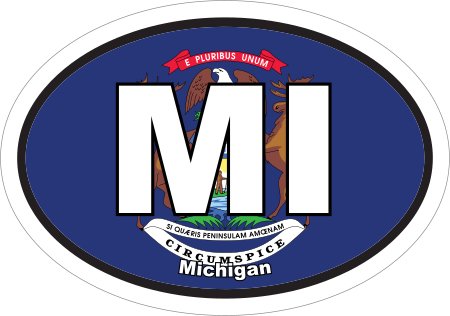 Michigan MI State Flag Oval Sticker