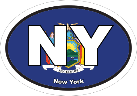 New York NY State Flag Oval Sticker