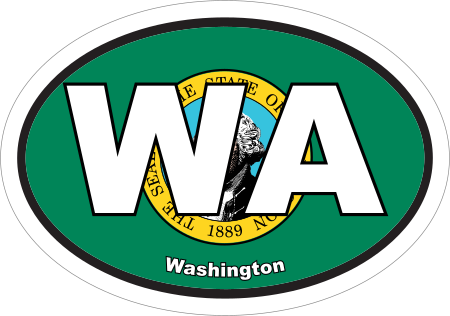 Washington WA State Flag Oval Sticker