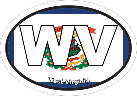 West Virginia WV State Flag Oval Sticker