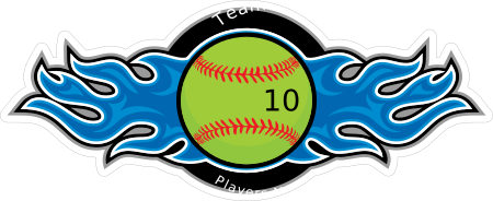 Softball with Blue Flames Decal - 10.4"x4.1"
