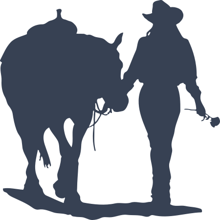 Cowgirl walking her horse holding a rose Sticker