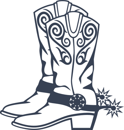 Cowboy Cowgirl Boots with Swirls and Spurs Sticker