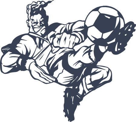 Intense Soccer Player Kicking The Ball Sticker
