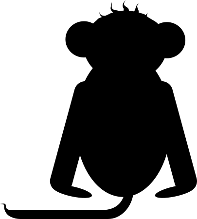 Monkey Silhouette With Tail To The Left Sticker