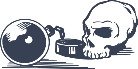 Skull w/ Ball and Chain Sticker