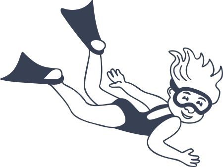 Girl Swimming with Fins Sticker