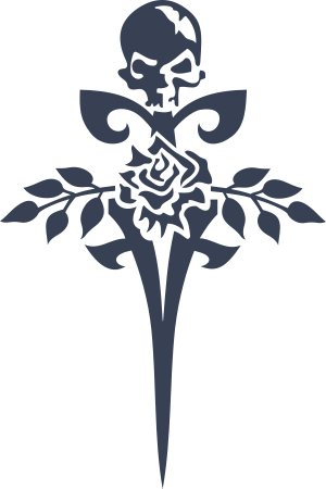 Cross with Skull and Rose Flower Sticker