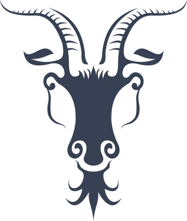 Goat Head Wth Large Horns Sticker