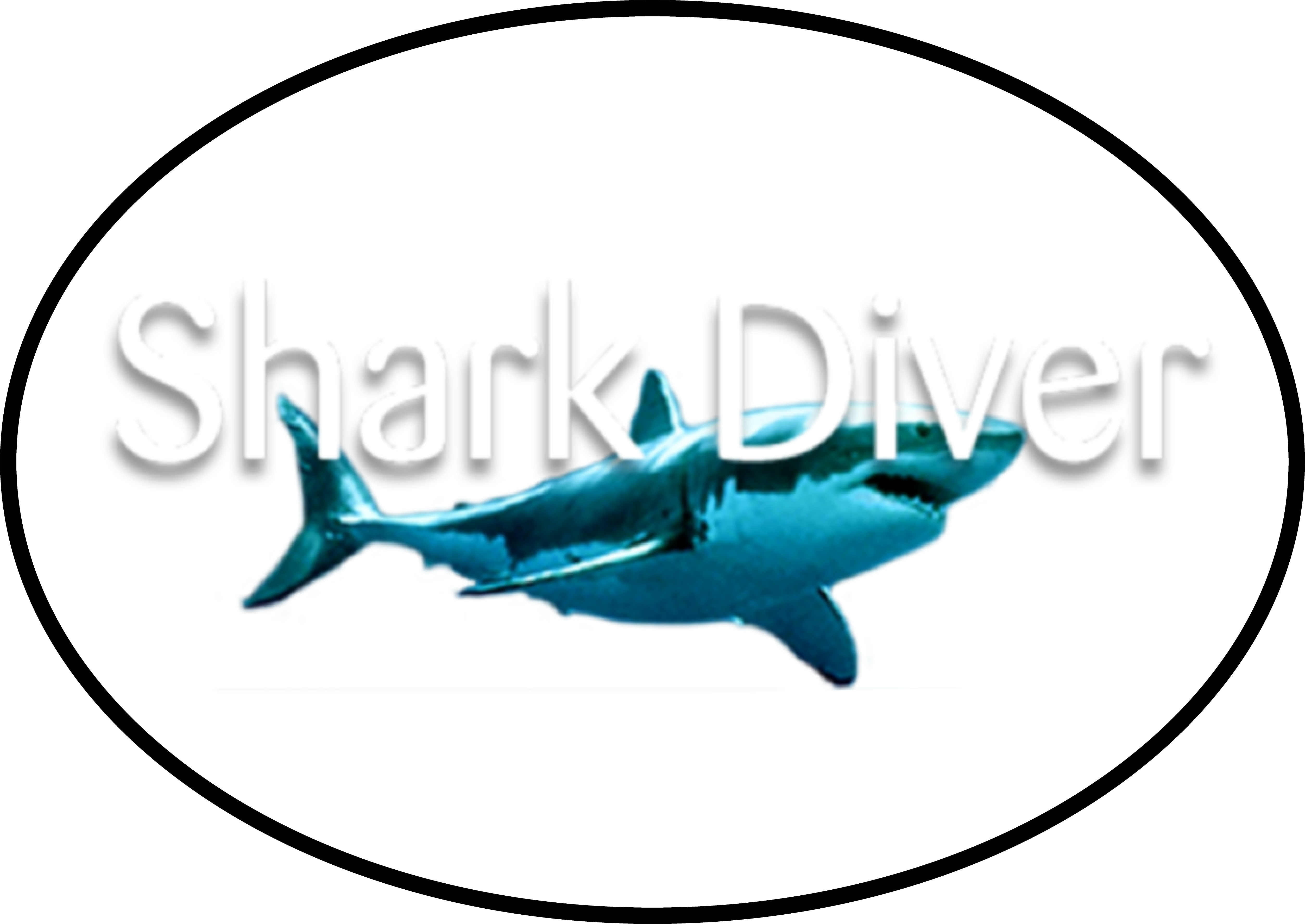 Shark Diver Oval Sticker Design - Pre Vectorization
